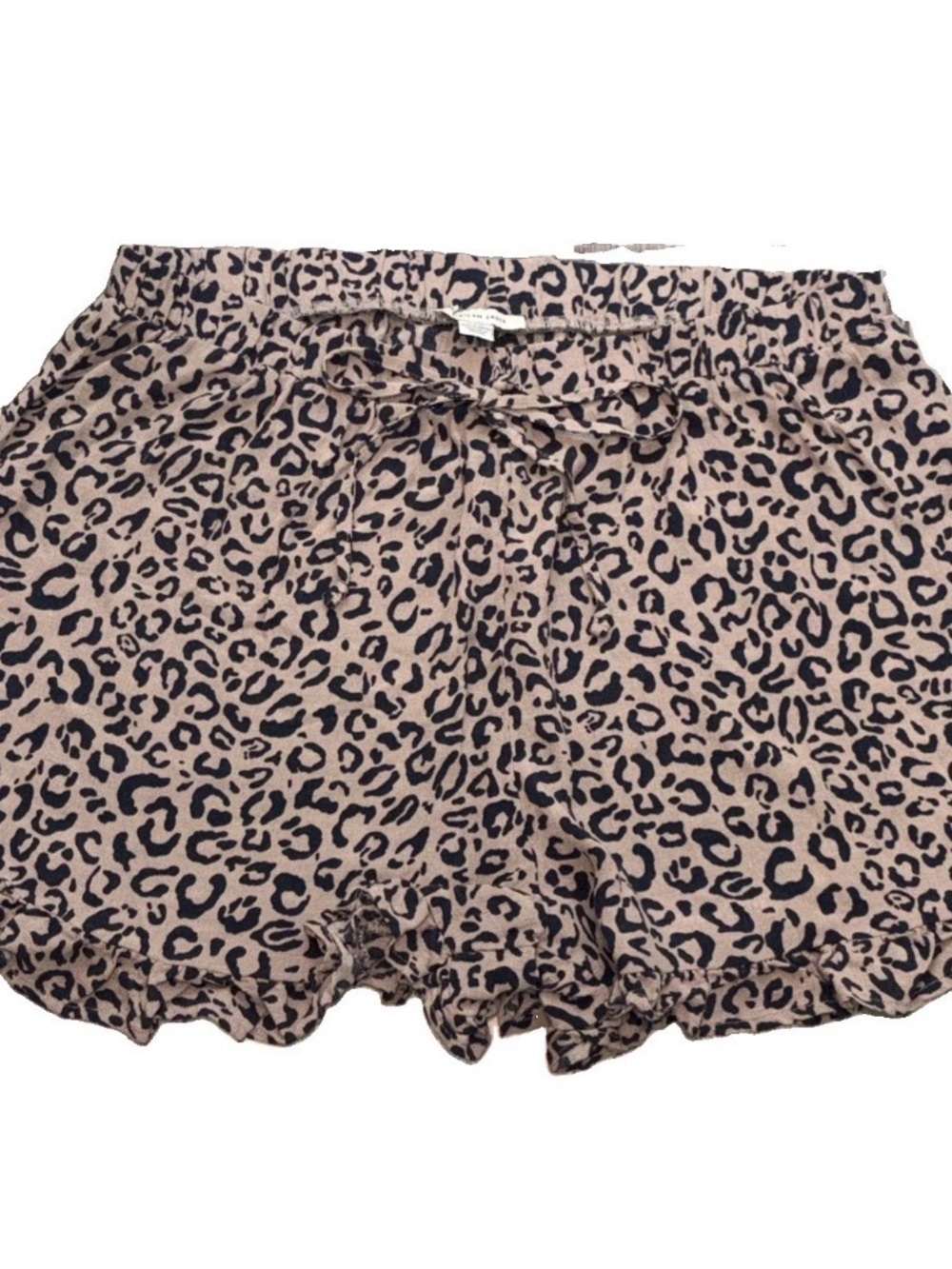 American Eagle Women’s Crepe Leopard Print Lounge Shorts Ruffle Flowy Large
